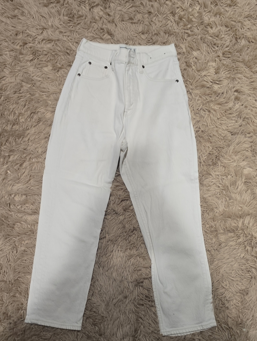 Abercrombie & Fitch Curve Love White Ankle Straight Jeans